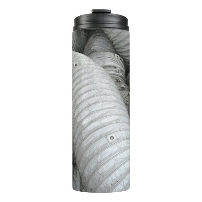 Gray and black fabric sofa thermal tumbler (Front)
