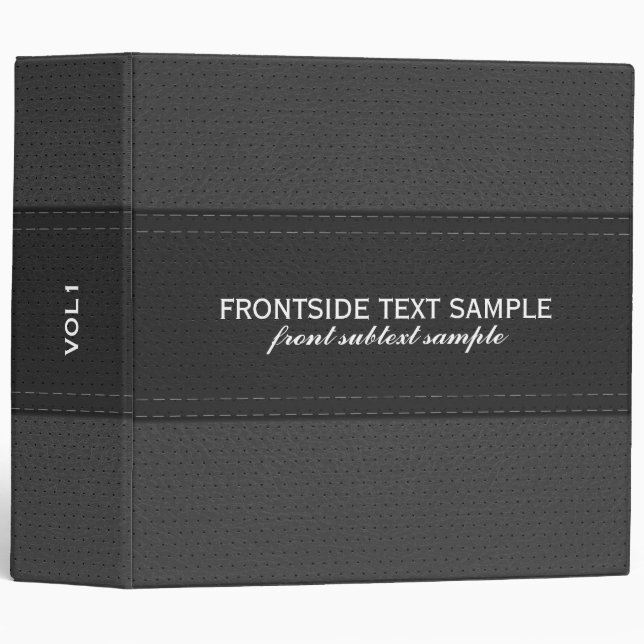 Gray And Black Faux Leather Look 3 Ring Binder (Front/Spine)