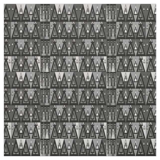 Gray And Black Geometrical Triangle Pattern, Fabric (Swatch)