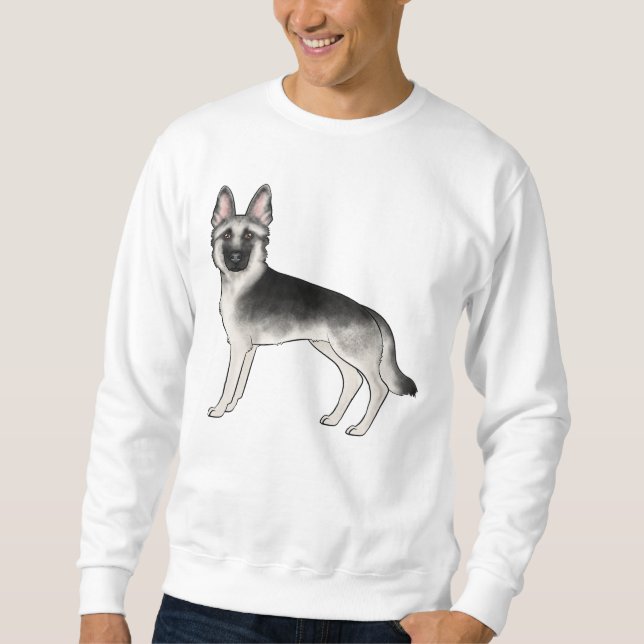 Gray And Black German Shepherd Cartoon GSD Dog Sweatshirt (Front)