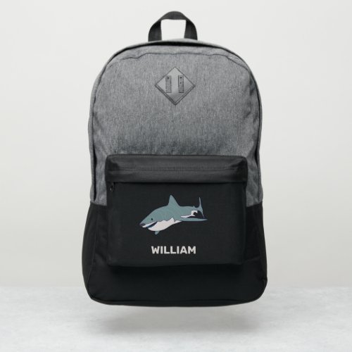 Gray and Black Great White Shark Personalized Port Authority Backpack