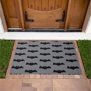 Gray and Black Halloween Bats Doormat
