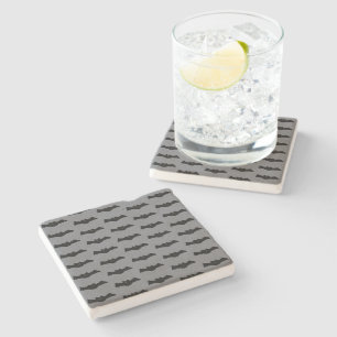 Gray and Black Halloween Bats Stone Coaster