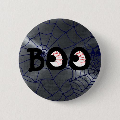 Gray and Black Halloween Boo Eyeballs Button