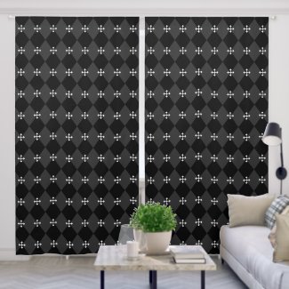 Gray and Black Harlequin Design with Gothic Cross 