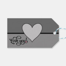 Gray And Black Heart Love You Grey Wedding Party
