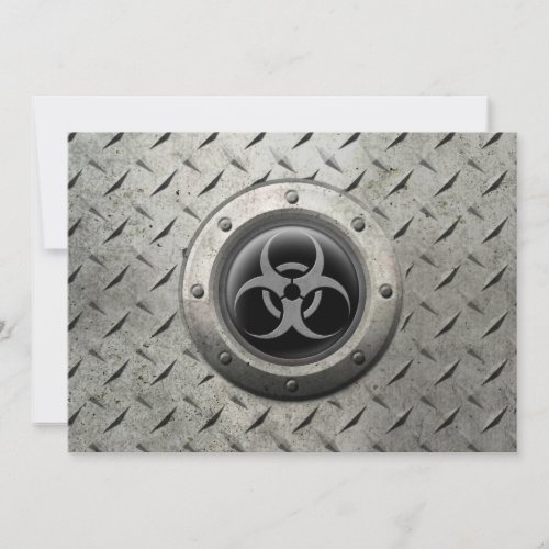 Gray and Black Industrial Biohazard Steel Effect Personalized Invite