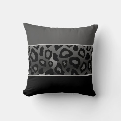 Gray and Black Leopard Animal Pattern Throw Pillow