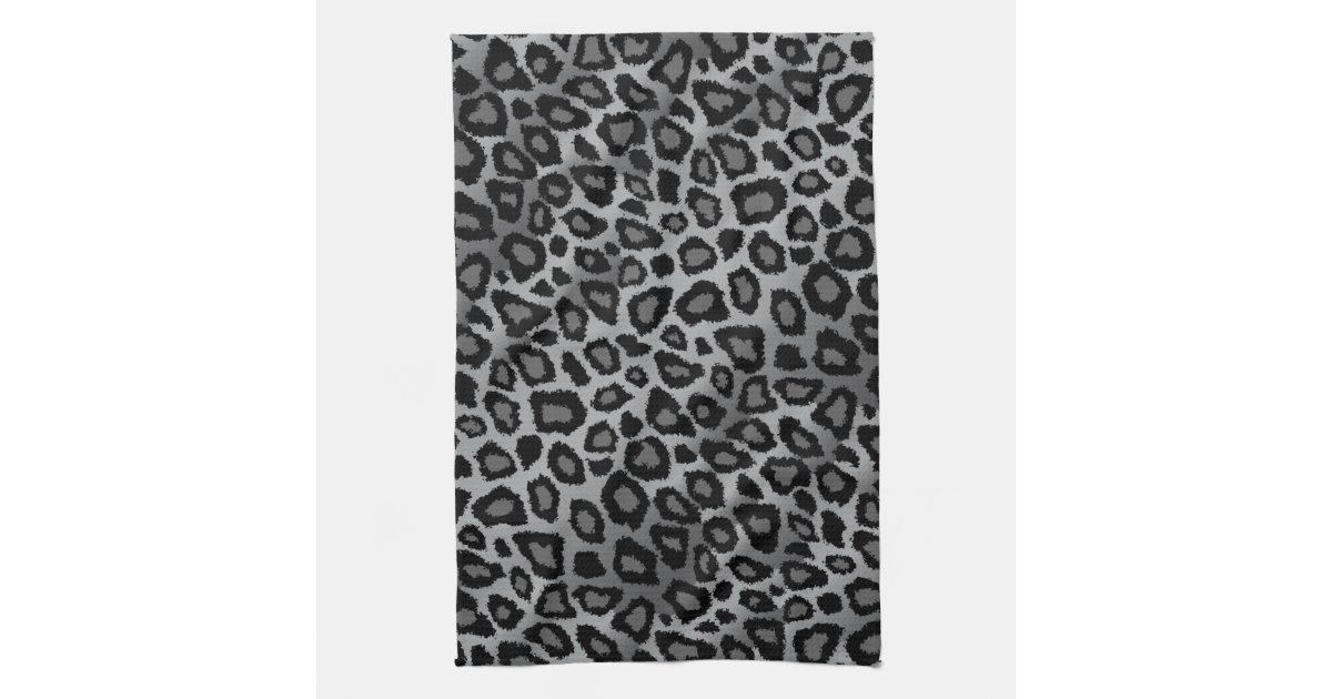 Gray and Black Leopard Animal Print Towel | Zazzle