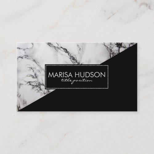 Gray And Black Marble And Black Triangle Business Card