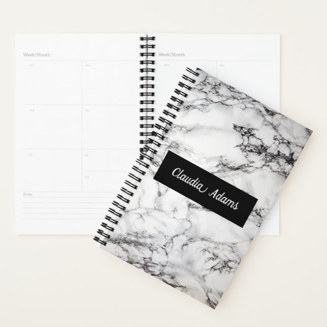 Gray And Black Marble Stone Gray Stripe Planner (Display)