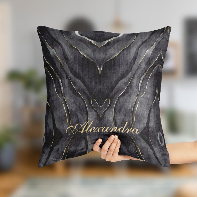 Gray and black marble Throw Pillow (Creator Uploaded)