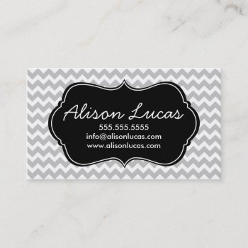 Gray And Black Modern Chevron Stripes Business Card by cardeddesigns at Zazzle