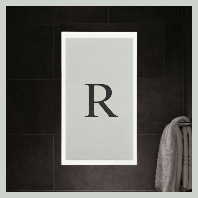 Gray and Black Monogrammed Paper Guest Towel (Creator Uploaded)