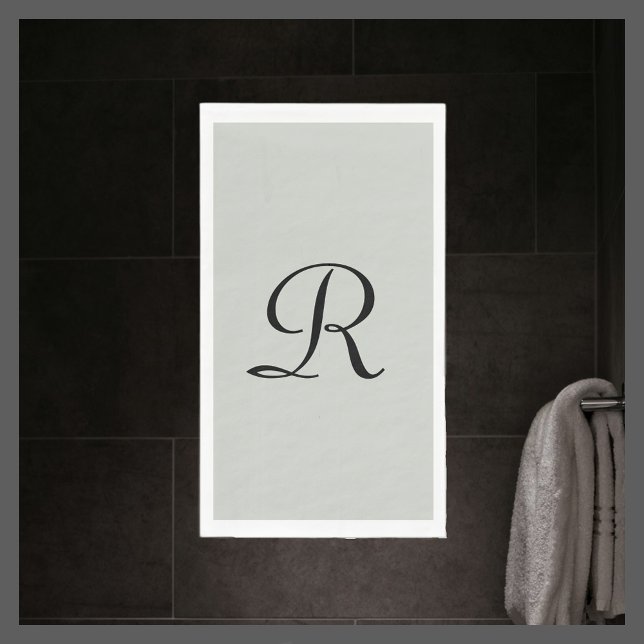 Gray and Black Monogrammed Paper Guest Towel (Creator Uploaded)