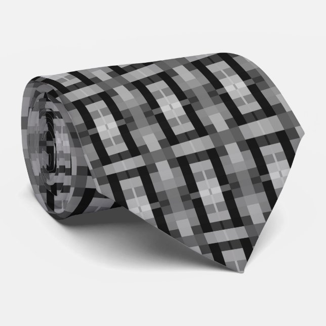 Gray and Black Pattern Neck Tie (Rolled)