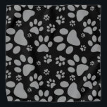 Gray and Black Paw-Prints Bandana<br><div class="desc">Pawprints! Pattern print with paw-prints of a dog or cat in grey and black monochrome graphic design.</div>