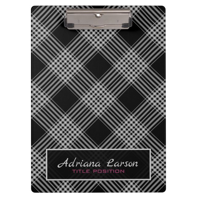 Gray And Black Plaid Pattern Clipboard (Front)