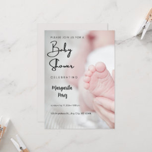 Gray and Black Playful Baby Shower Portrait Invitation