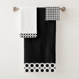 Gray and black polka Dots Bath Towel Set