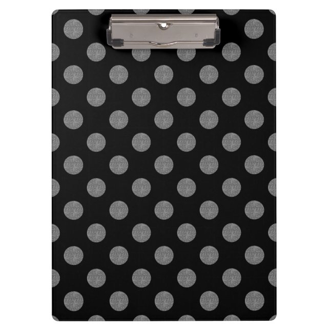 Gray and black polka dots clipboard (Front)