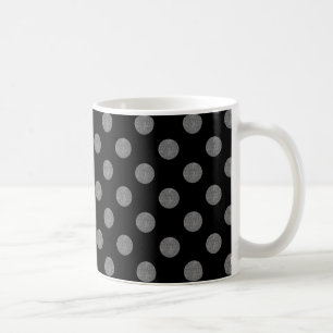 Gray and black polka dots coffee mug
