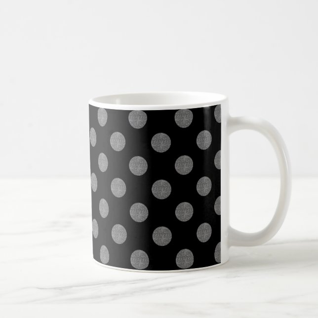 Gray and black polka dots coffee mug (Right)