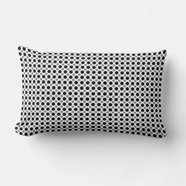Gray and black polka Dots    Lumbar Pillow (Front)
