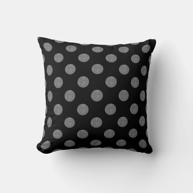 Gray and black polka dots throw pillow (Front)