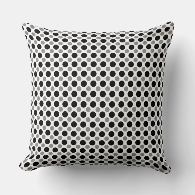 Gray and black polka Dots  Throw Pillow (Front)