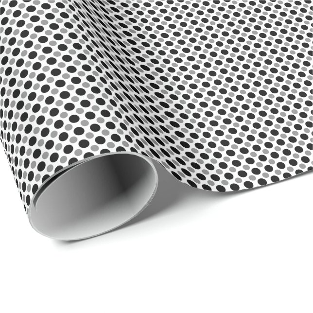 Gray and black polka Dots  Wrapping Paper (Roll Corner)