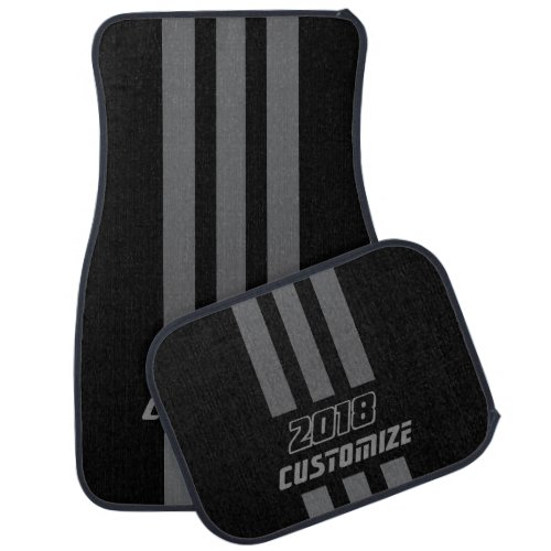 Gray And Black Race Double Stripes Car Mat