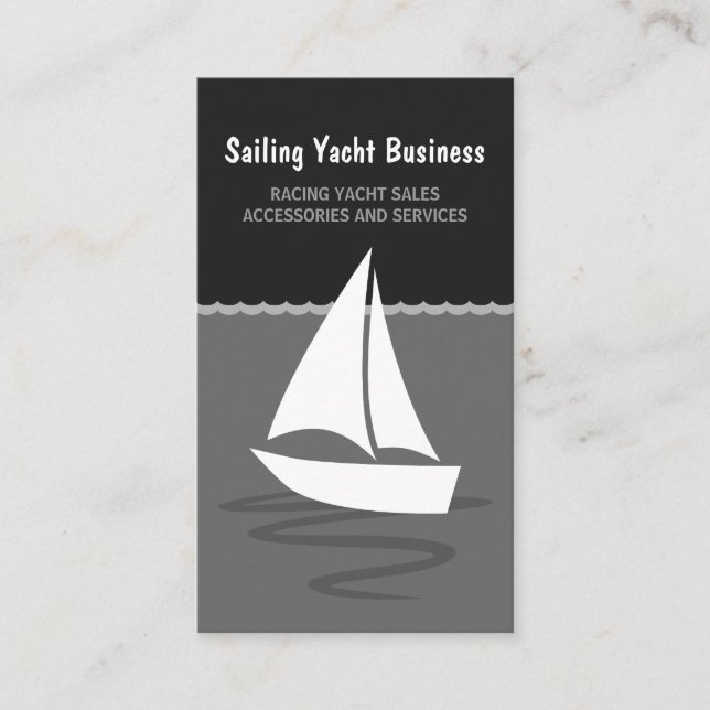 Gray and Black Sailing Yacht Sail Boat Boating Business Card (Front)