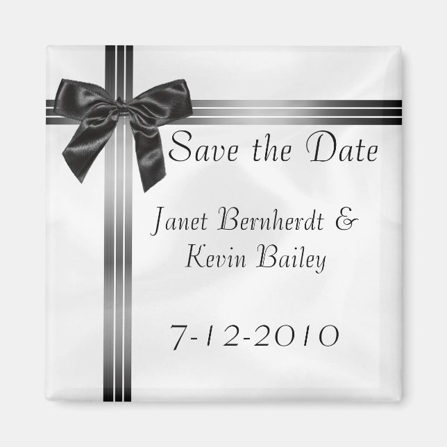 Gray and Black Save the Date magnet (Front)