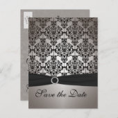 Gray and Black Save the Date Postcard (Front/Back)