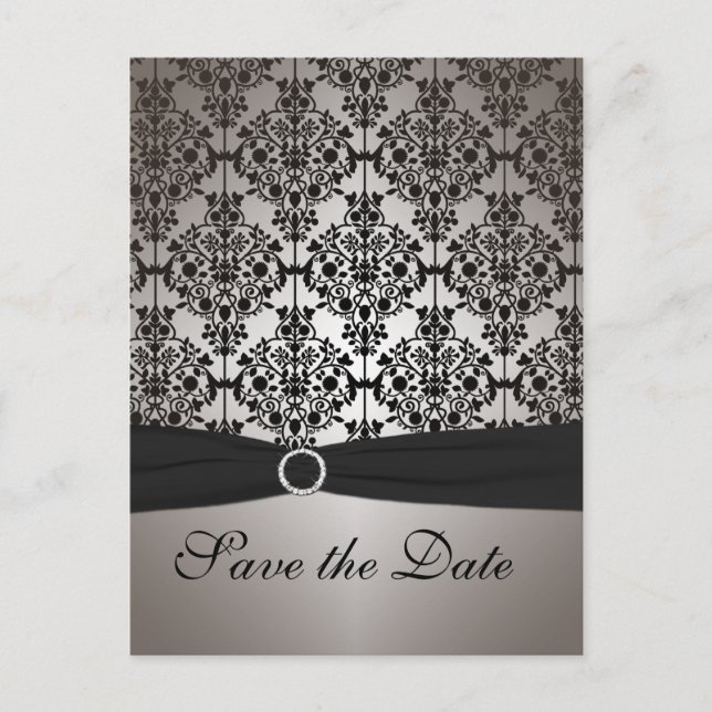 Gray and Black Save the Date Postcard (Front)
