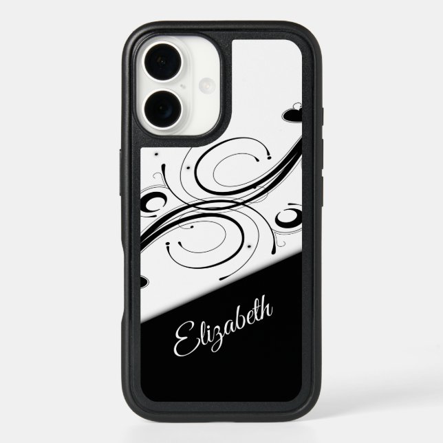 Gray and Black Scroll Accent Personal Otterbox iPhone Case (Back)