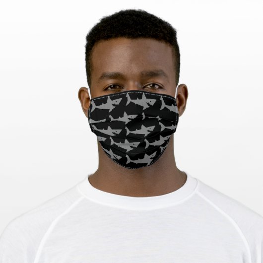 Gray and Black Sharks Adult Cloth Face Mask (Worn)