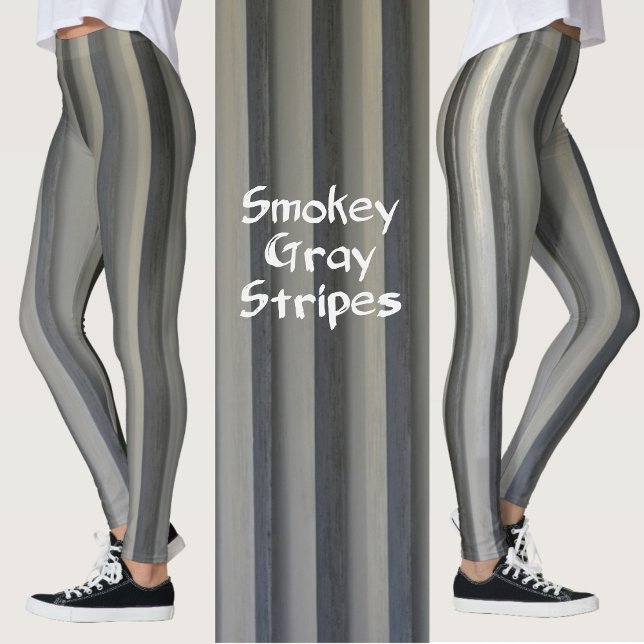 Gray and Black Smokey Monochromatic Striped Leggings (Creator Uploaded)