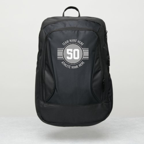 Gray and Black Sports Jersey Custom Name Number Port Authority Backpack