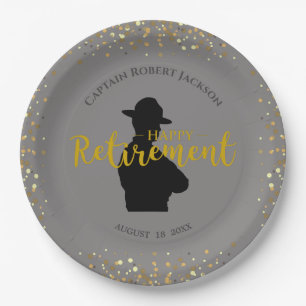Gray and Black State Trooper Retirement    Paper Plates