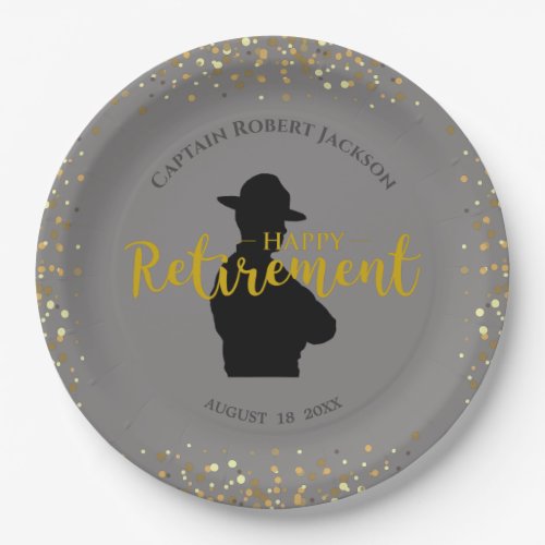 Gray and Black State Trooper Retirement    Paper Plates