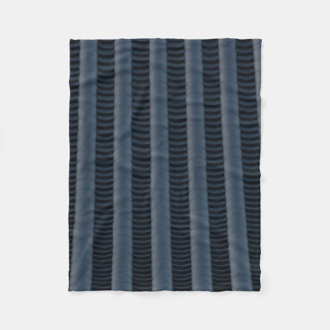 Gray and black striped illustration fleece blanket (Front)