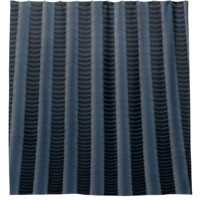 Gray and black striped illustration shower curtain (Front)