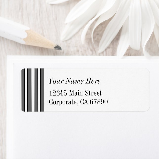 Gray and Black Stripes Custom Address Labels (Insitu)