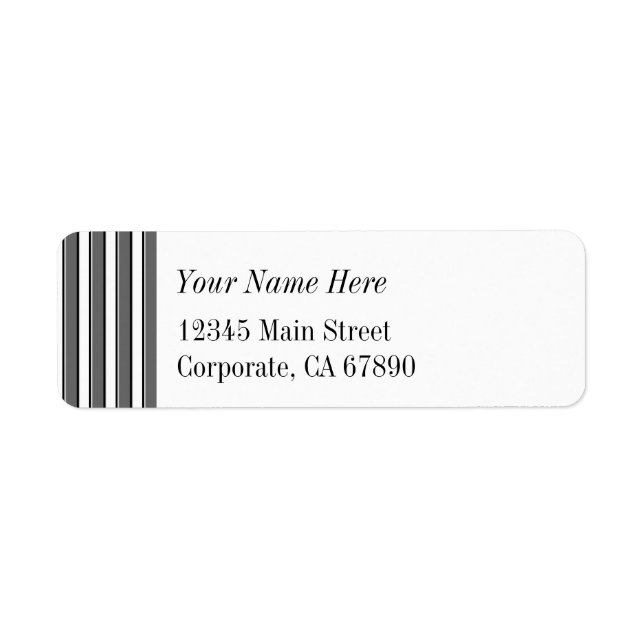 Gray and Black Stripes Custom Address Labels (Front)