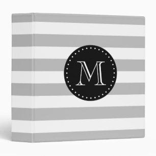 Gray and Black Stripes Custom Monogram Binder
