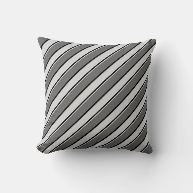Gray and Black Stripes on Light Gray Pillow (Front)