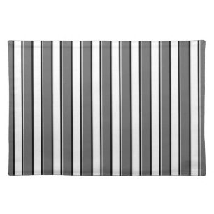 Gray and Black Stripes on White Cloth Placemat