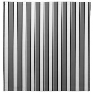 Gray and Black Stripes on White Napkins